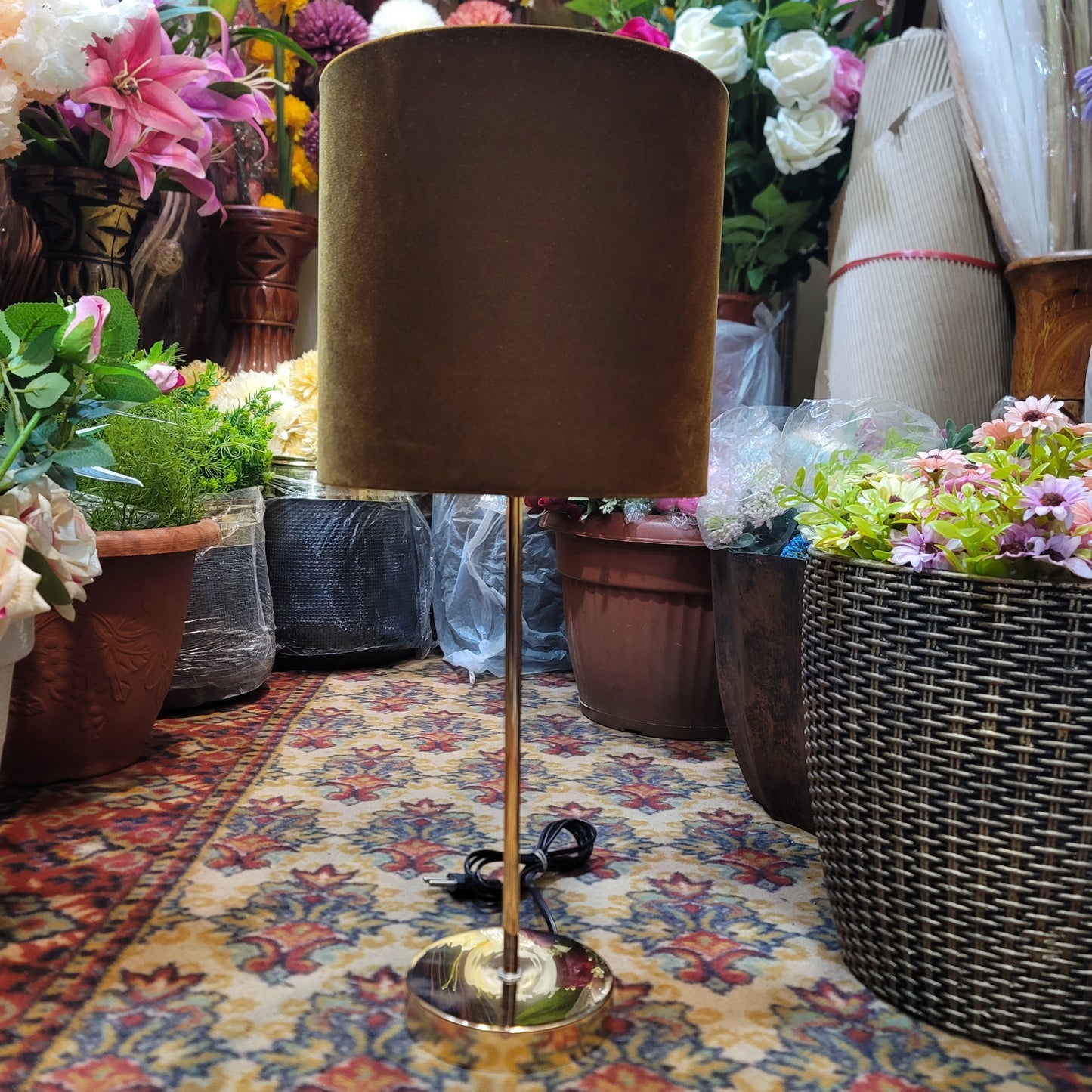 Golden Simple Rod Table Lamp Pair